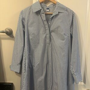 Old Navy Blue Striped Casual Button Down Dress